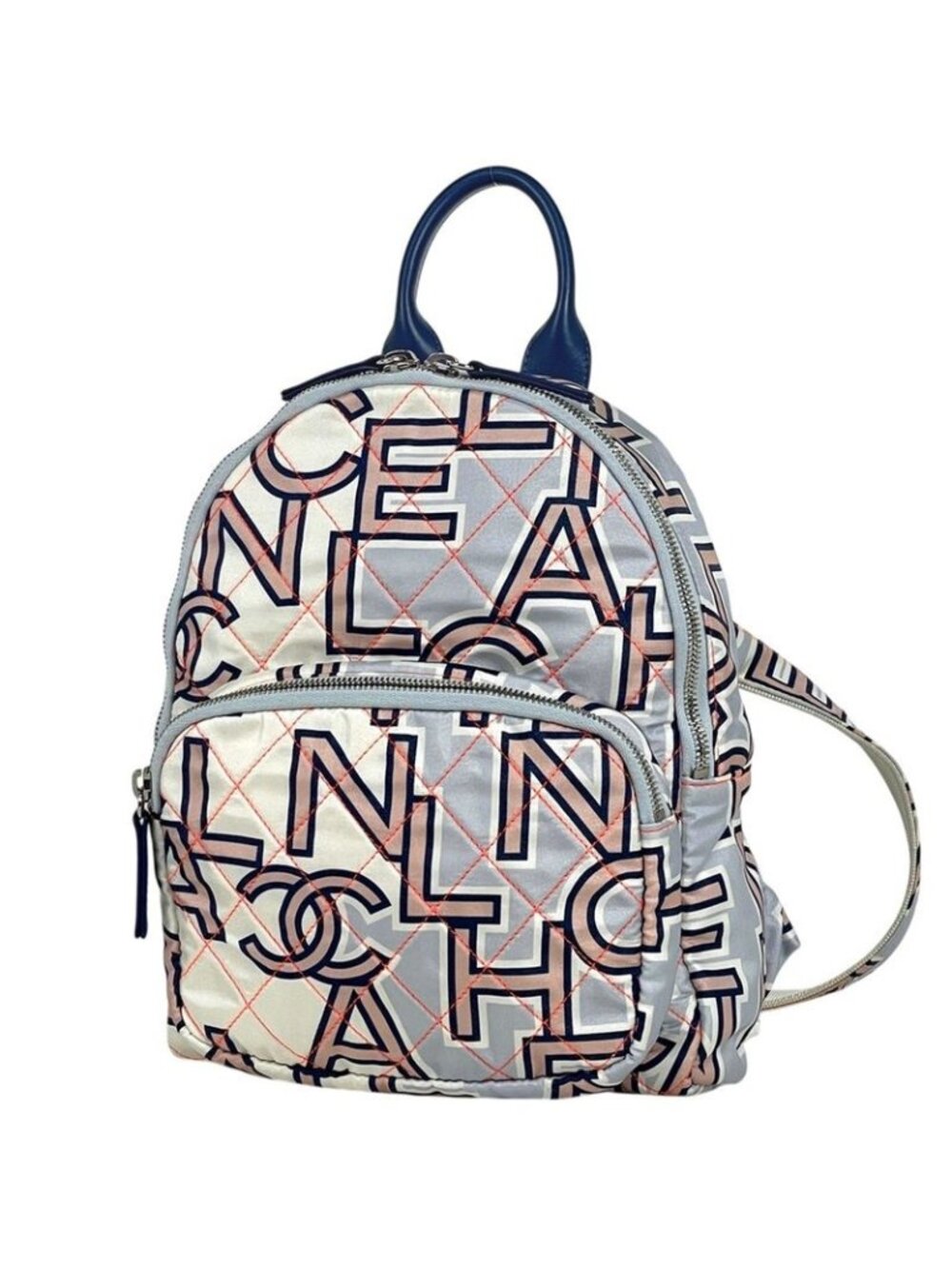 Chanel CC Logo Sac Quilted Neon Backpack Nylon Blue